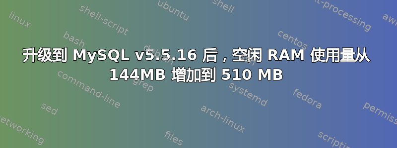 升级到 MySQL v5.5.16 后，空闲 RAM 使用量从 144MB 增加到 510 MB