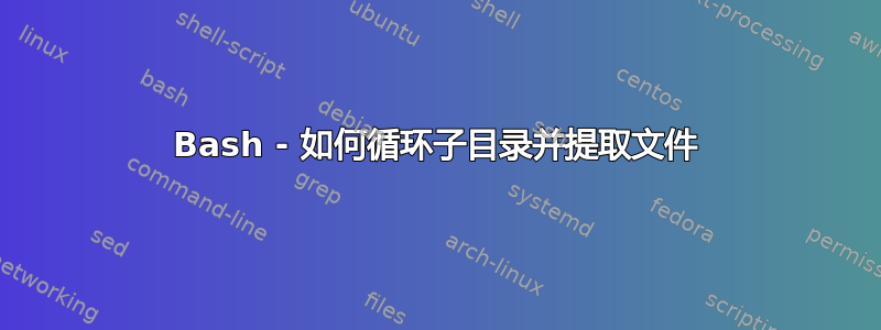 Bash - 如何循环子目录并提取文件