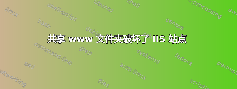 共享 www 文件夹破坏了 IIS 站点