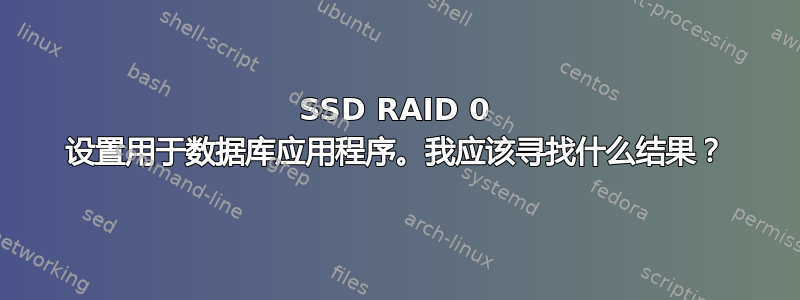 SSD RAID 0 设置用于数据库应用程序。我应该寻找什么结果？