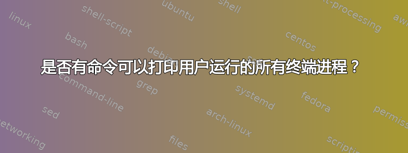 是否有命令可以打印用户运行的所有终端进程？