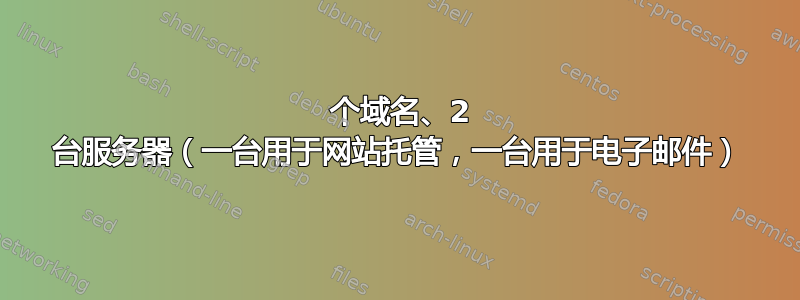 1 个域名、2 台服务器（一台用于网站托管，一台用于电子邮件）