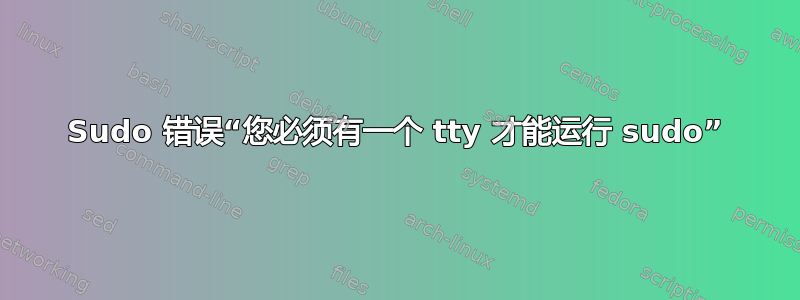 Sudo 错误“您必须有一个 tty 才能运行 sudo”