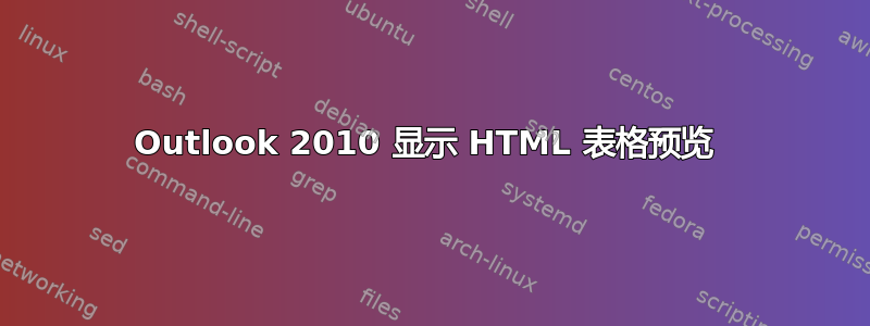 Outlook 2010 显示 HTML 表格预览 