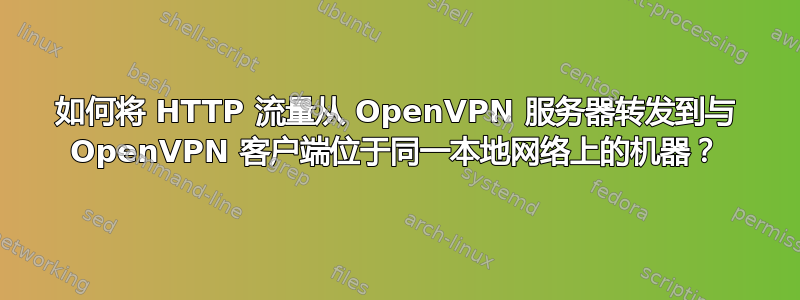 如何将 HTTP 流量从 OpenVPN 服务器转发到与 OpenVPN 客户端位于同一本地网络上的机器？