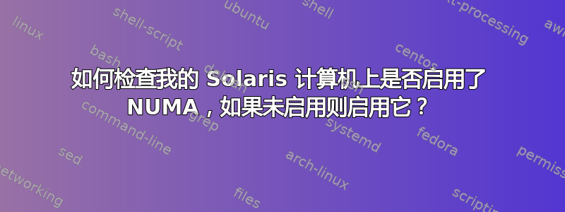 如何检查我的 Solaris 计算机上是否启用了 NUMA，如果未启用则启用它？