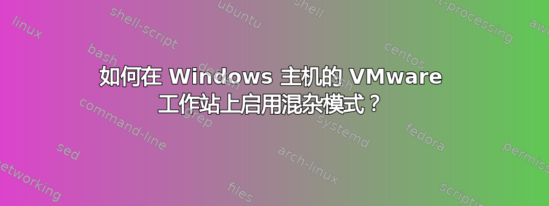 如何在 Windows 主机的 VMware 工作站上启用混杂模式？