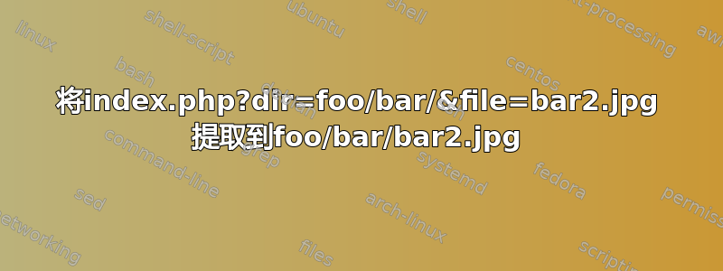 将index.php?dir=foo/bar/&file=bar2.jpg 提取到foo/bar/bar2.jpg