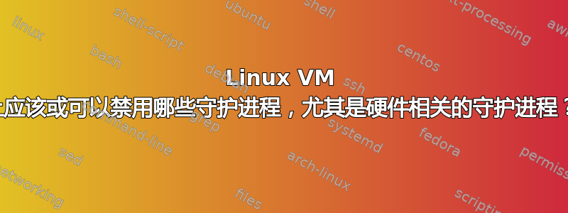 Linux VM 上应该或可以禁用哪些守护进程，尤其是硬件相关的守护进程？