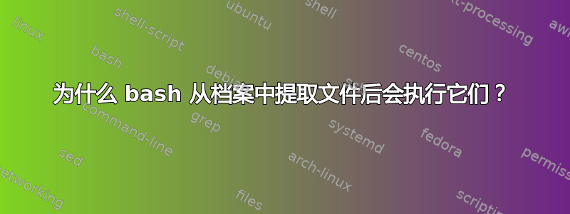 为什么 bash 从档案中提取文件后会执行它们？