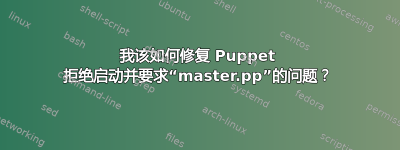 我该如何修复 Puppet 拒绝启动并要求“master.pp”的问题？