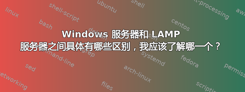 Windows 服务器和 LAMP 服务器之间具体有哪些区别，我应该了解哪一个？