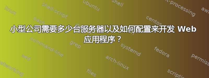 小型公司需要多少台服务器以及如何配置来开发 Web 应用程序？