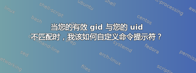 当您的有效 gid 与您的 uid 不匹配时，我该如何自定义命令提示符？