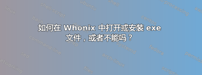 如何在 Whonix 中打开或安装 exe 文件，或者不能吗？