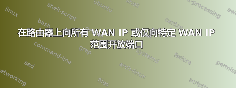 在路由器上向所有 WAN IP 或仅向特定 WAN IP 范围开放端口