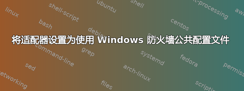 将适配器设置为使用 Windows 防火墙公共配置文件