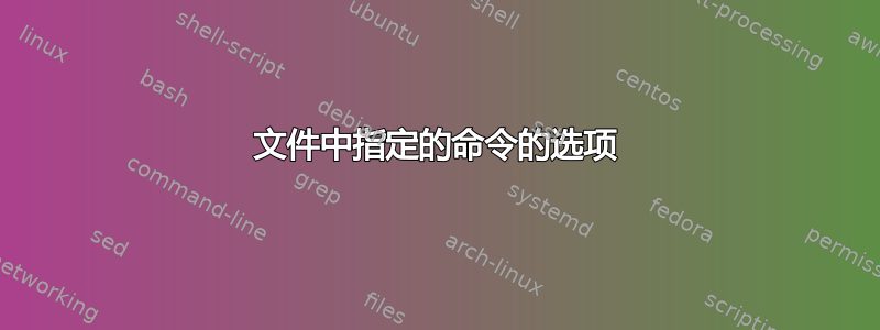 文件中指定的命令的选项