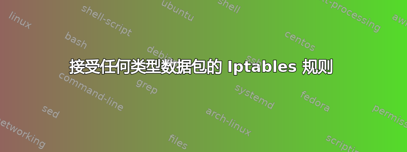 接受任何类型数据包的 Iptables 规则