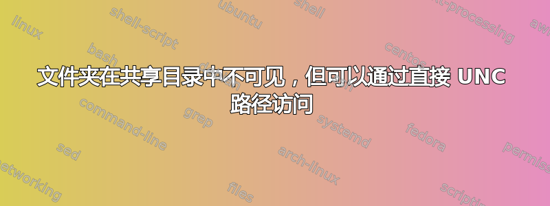 文件夹在共享目录中不可见，但可以通过直接 UNC 路径访问