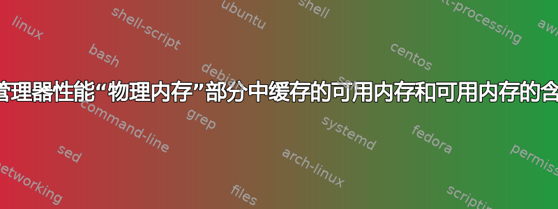 任务管理器性能“物理内存”部分中缓存的可用内存和可用内存的含义？