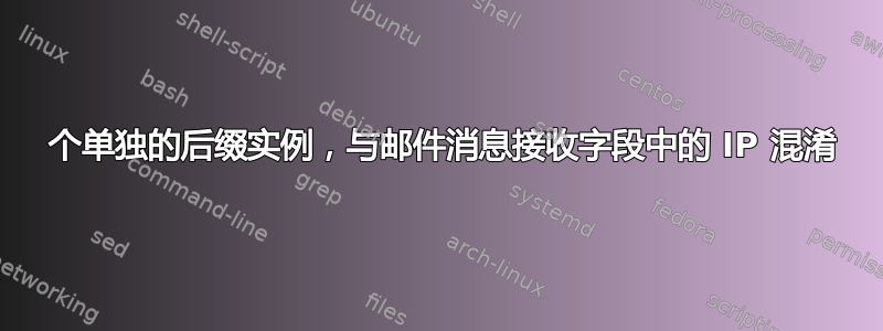 2 个单独的后缀实例，与邮件消息接收字段中的 IP 混淆