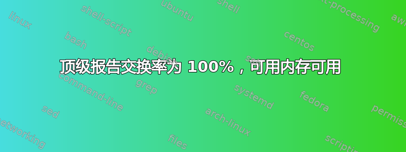 顶级报告交换率为 100%，可用内存可用