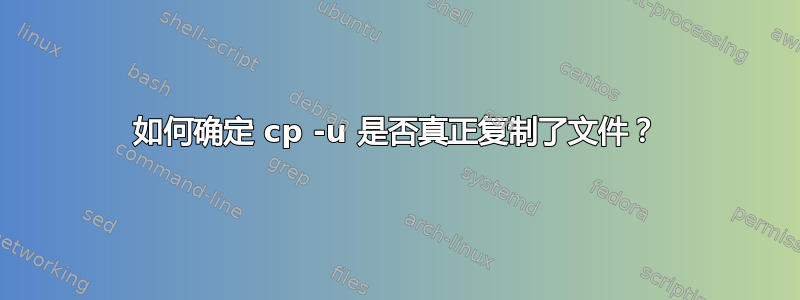 如何确定 cp -u 是否真正复制了文件？