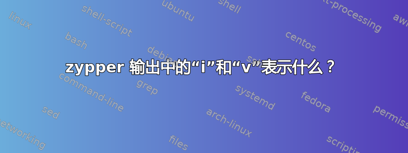 zypper 输出中的“i”和“v”表示什么？