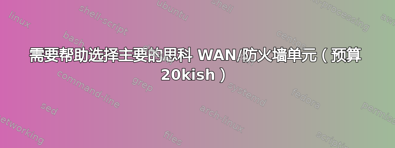 需要帮助选择主要的思科 WAN/防火墙单元（预算 20kish）