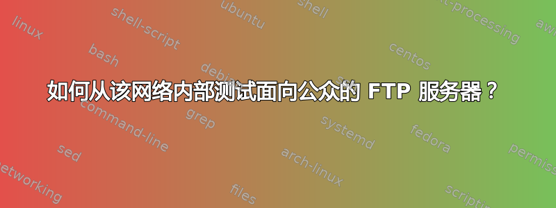 如何从该网络内部测试面向公众的 FTP 服务器？