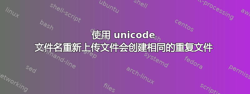 使用 unicode 文件名重新上传文件会创建相同的重复文件