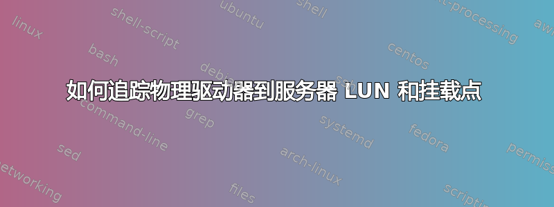 如何追踪物理驱动器到服务器 LUN 和挂载点