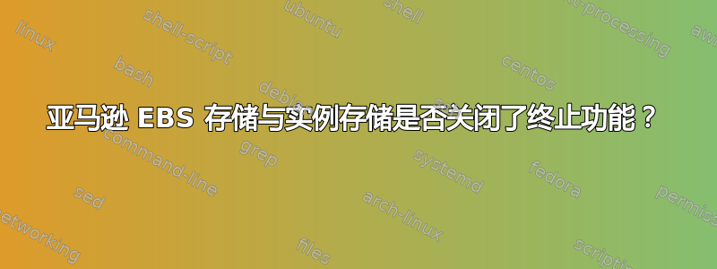 亚马逊 EBS 存储与实例存储是否关闭了终止功能？