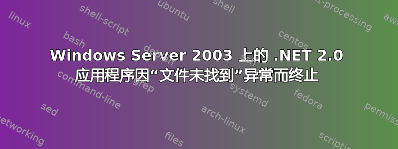 Windows Server 2003 上的 .NET 2.0 应用程序因“文件未找到”异常而终止