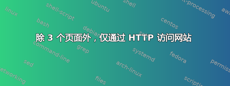 除 3 个页面外，仅通过 HTTP 访问网站