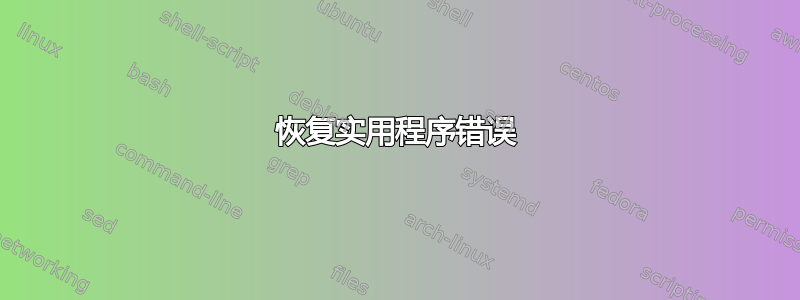 恢复实用程序错误