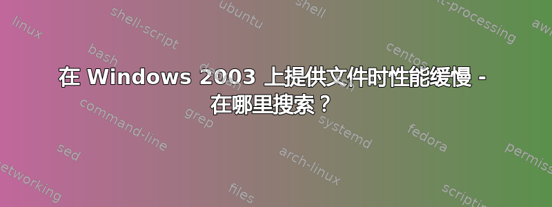 在 Windows 2003 上提供文件时性能缓慢 - 在哪里搜索？