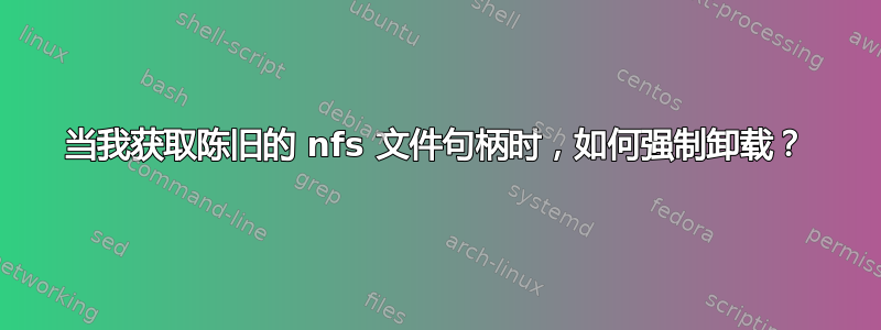 当我获取陈旧的 nfs 文件句柄时，如何强制卸载？