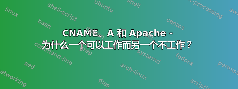 CNAME、A 和 Apache - 为什么一个可以工作而另一个不工作？