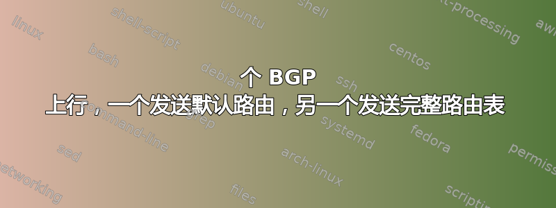 2 个 BGP 上行，一个发送默认路由，另一个发送完整路由表