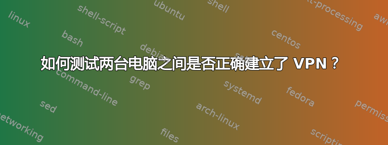 如何测试两台电脑之间是否正确建立了 VPN？