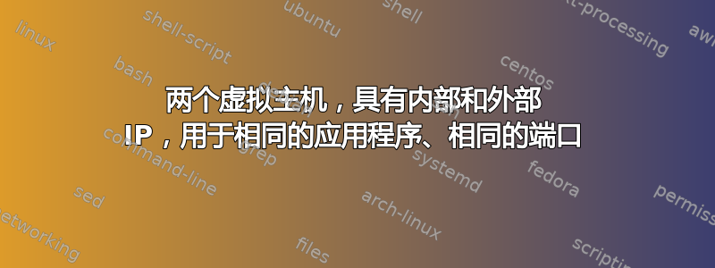 两个虚拟主机，具有内部和外部 IP，用于相同的应用程序、相同的端口