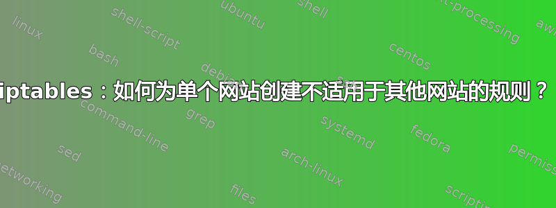 iptables：如何为单个网站创建不适用于其他网站的规则？