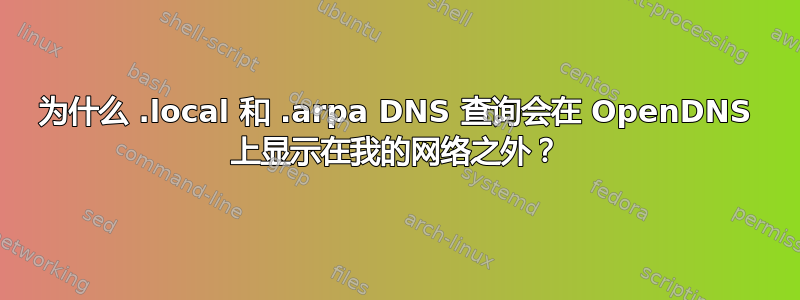 为什么 .local 和 .arpa DNS 查询会在 OpenDNS 上显示在我的网络之外？