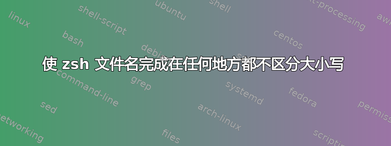 使 zsh 文件名完成在任何地方都不区分大小写