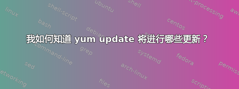 我如何知道 yum update 将进行哪些更新？