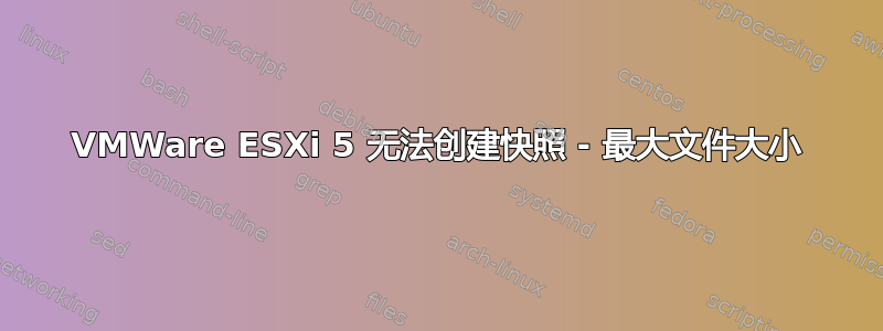 VMWare ESXi 5 无法创建快照 - 最大文件大小