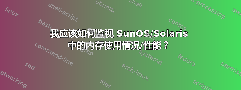 我应该如何监视 SunOS/Solaris 中的内存使用情况/性能？