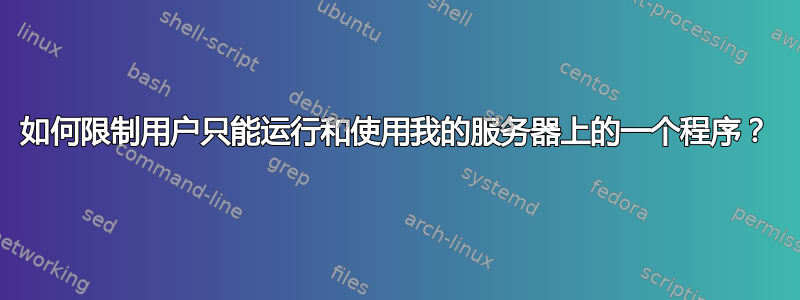 如何限制用户只能运行和使用我的服务器上的一个程序？